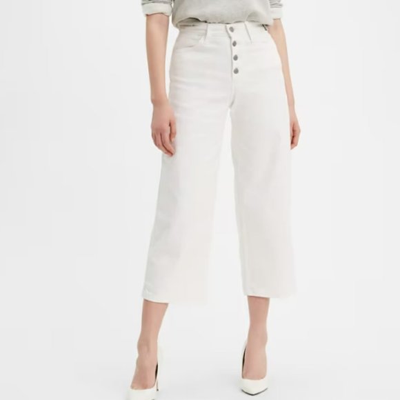 Levi's Mile High White Cropped Wide Leg Jean
